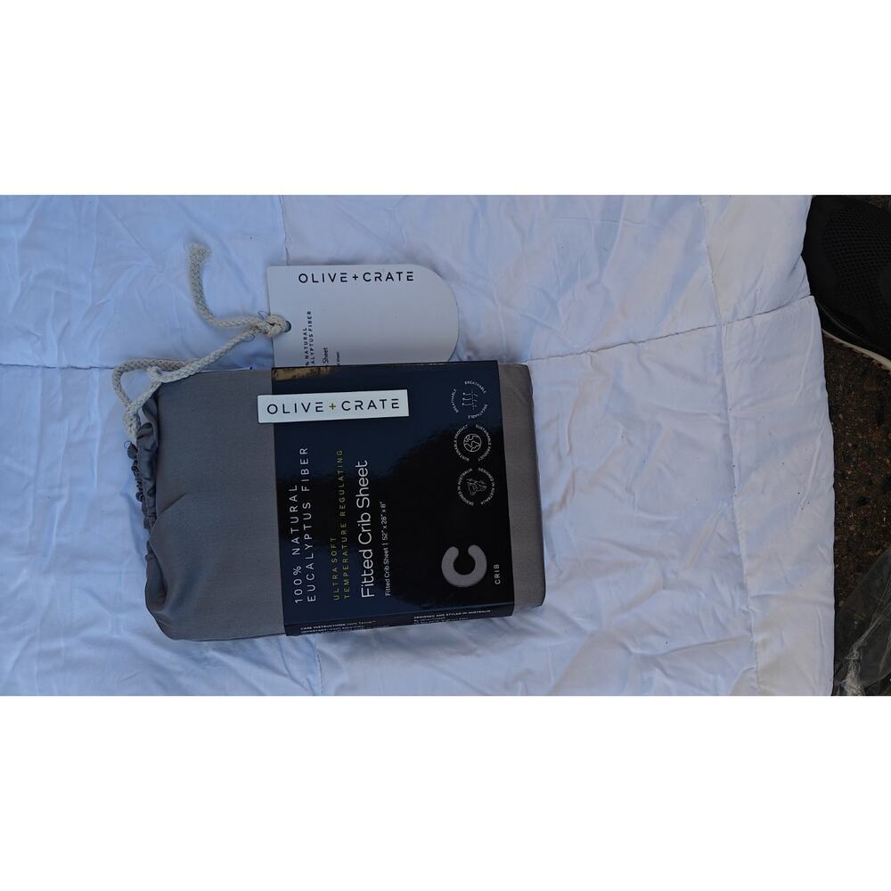 OliveCrate Organic-Feel Eucalyptus Crib Sheet Baby/Toddler Cooling, Gentle - Picture 7 of 8